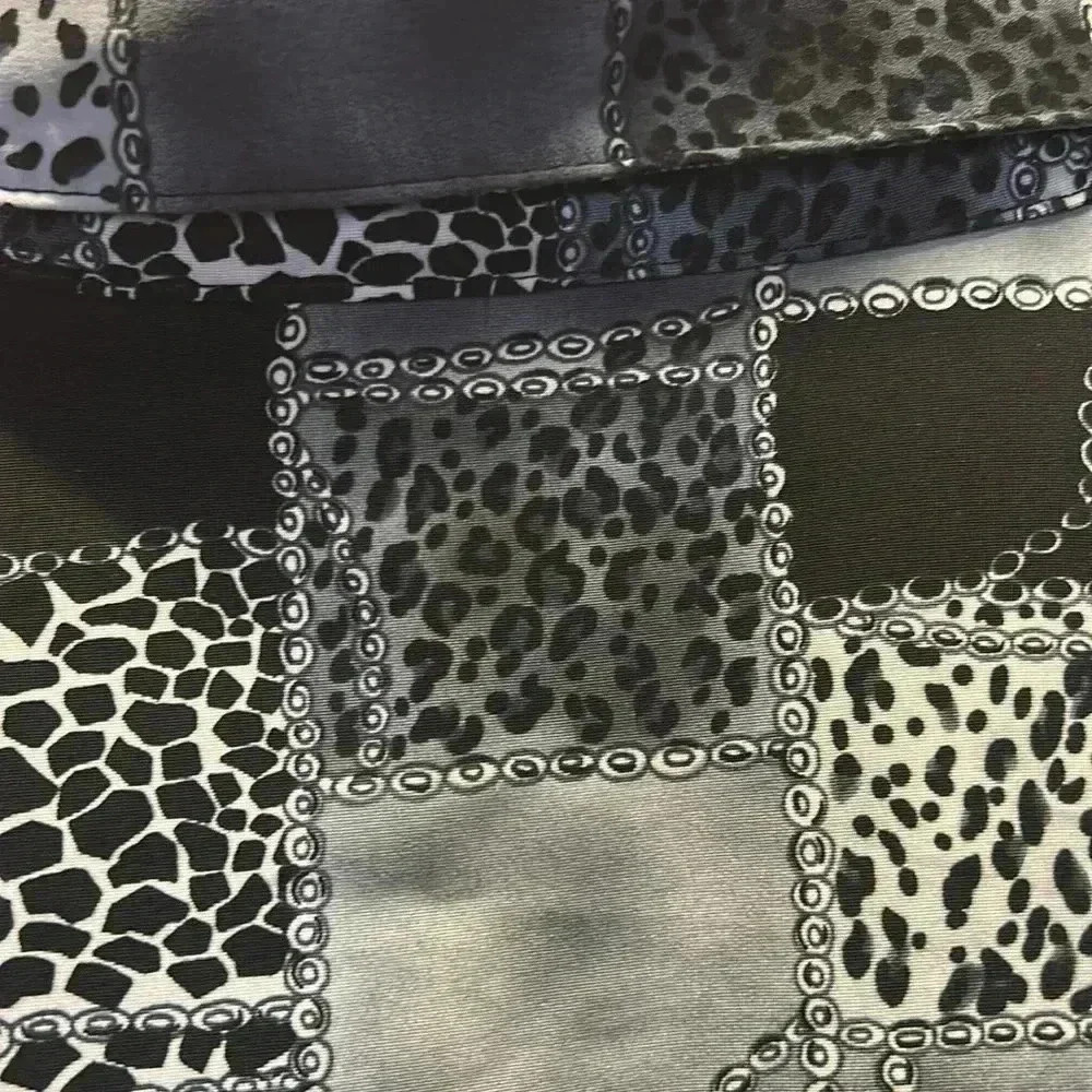 Bon Worth Vintage Burnout Blouse Drape Neck Animal Print Long Sleeve Size Med P - Picture 4 of 7